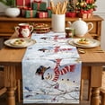 thumbnail image 4 of Red Blue Christmas Cotton Linen Table Runner for Dining Kitchen, Snowman Xmas Snowflake Winter Birds Wedding Outdoor Party Tablerunners Decoration, Dresser Scarf Coffee Tablecloth Runners 13"x72", 4 of 9
