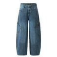 thumbnail image 3 of Women's Baggy Barrel Jeans, Casual Boyfriend Style High Rise Wide Leg Denim Trendy Pants, 3 of 3