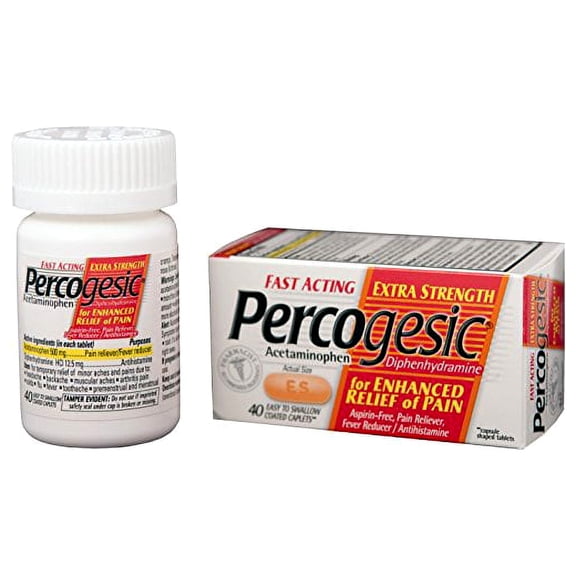 Percogesic Extra Strength Pain Reliever, Aspirin Free, Dual Action Relief, Fever Reducer, 40 Safety Coated Tablets