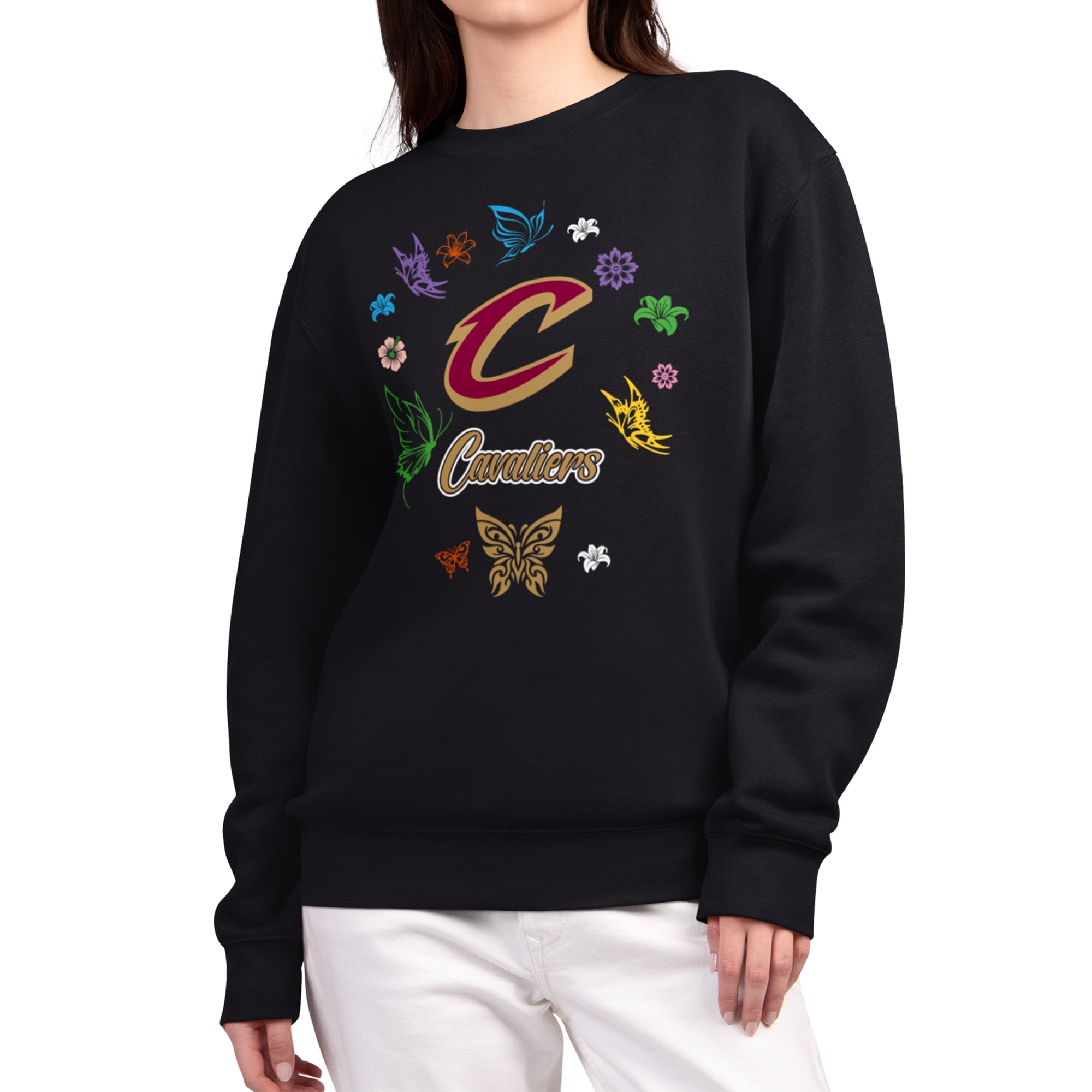 Women's G-III 4Her by Carl Banks Black Cleveland Cavaliers Spring Bloom Sweatshirt
