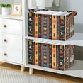 thumbnail image 2 of Yayeee Foldable Storage Basket for Shelves with Handles Set of 2 Waterproof Cloth Bins, Orange Geometric, 2 of 7
