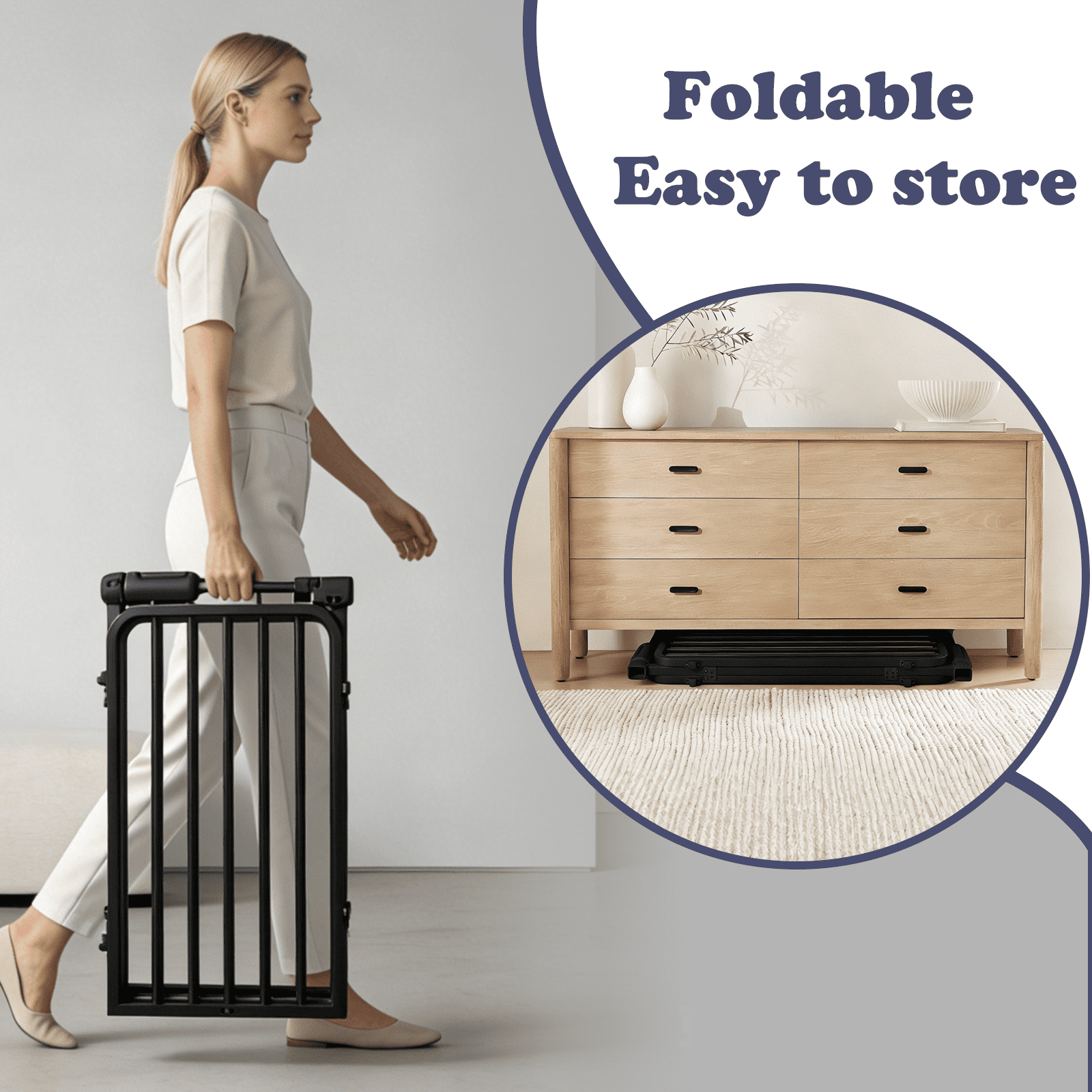 4-Panel Dog Gate with Door Freestanding Dual Lock Easy Open No Bend, 80in Adjustable for Doorway Stairs Metal