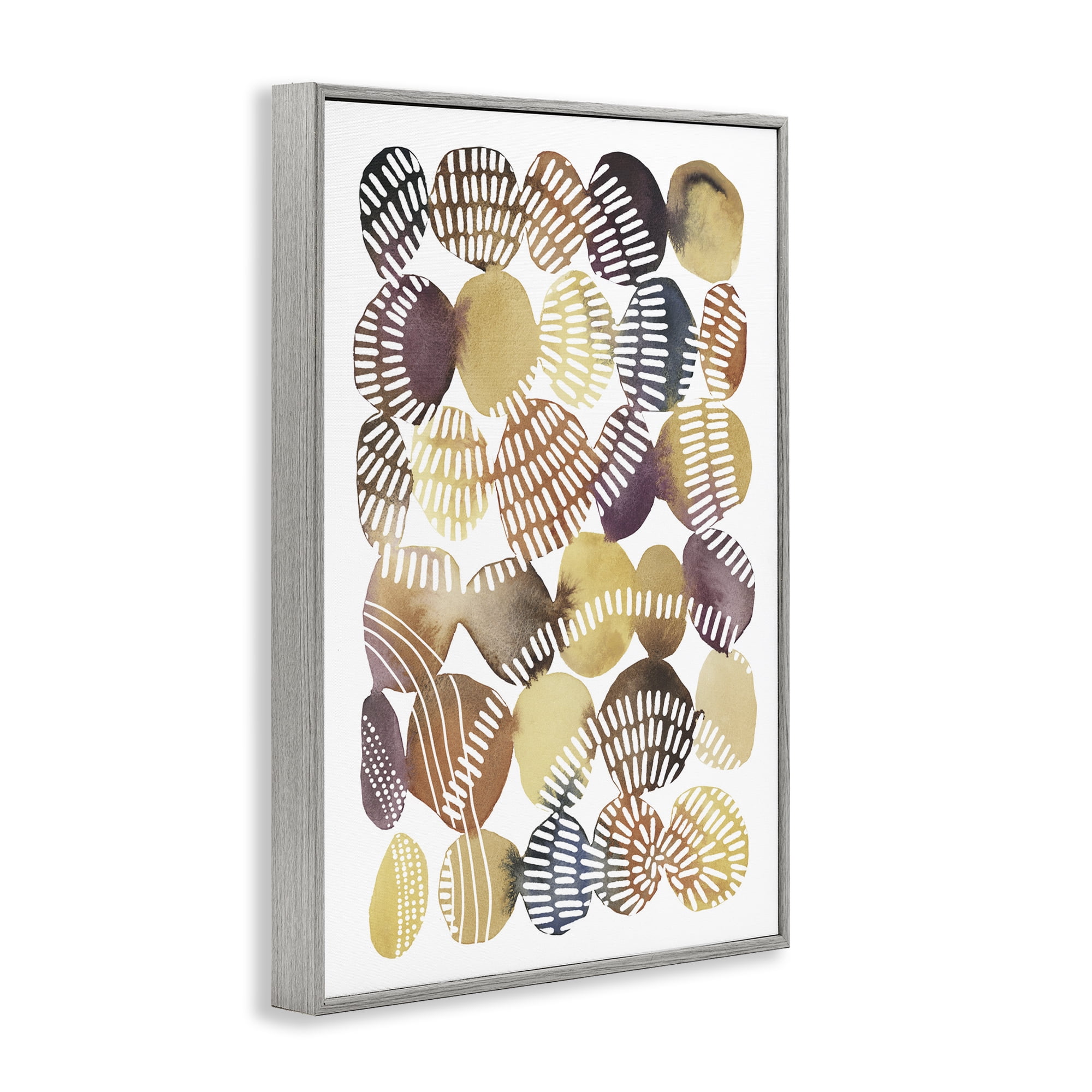 Stupell Industries Southwestern Patterned Pebbles Abstract Painting Gray Framed Art Print Wall Art, 20 x 30