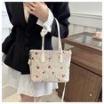 thumbnail image 5 of Granjero Gordo Bolso de mano tejido y bolsas de cosméticos, bolso de mano tejido elegante de playa de verano, bolso de hombro de 10,62 x 3,93 x 7,48 pulgadas (blanco), 5 of 5