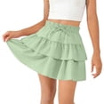 thumbnail image 2 of Edvintorg Skirts for Girls Lightweight Ruffle Hem High Waisted Casual Party Princess Mini Skirt with Bowknot Size 4-15, 2 of 9