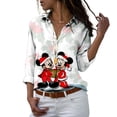 thumbnail image 4 of Blusa de manga larga con cuello en V para mujer, camisa informal de Mickey y Minnie de Disney, colección navideña, moda de otoño, Y2k, 4 of 5