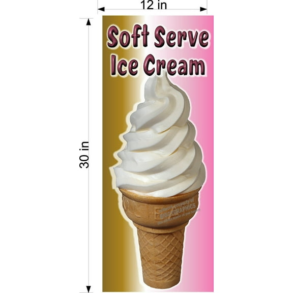 PAIR OF 12" X 30" VINYL BANNER SOFT SERVE ICE CREAM CONE