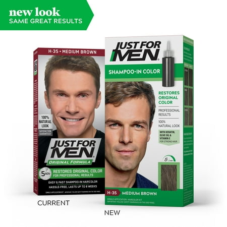 Just For Men Shampoo-In Color, Gray Hair Coloring for Men - Medium Brown , (What's The Best Hair Dye To Cover Grey)