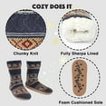 thumbnail image 5 of Cozylook Men's Fuzzy Non-slip Slipper Socks, Cable Knit Moccasin Boots, Warm Fluffy Sherpa Lined Indoor House Shoes, Cozy Winter Gifts for Him, Navy Adult Size 12-13, 5 of 7