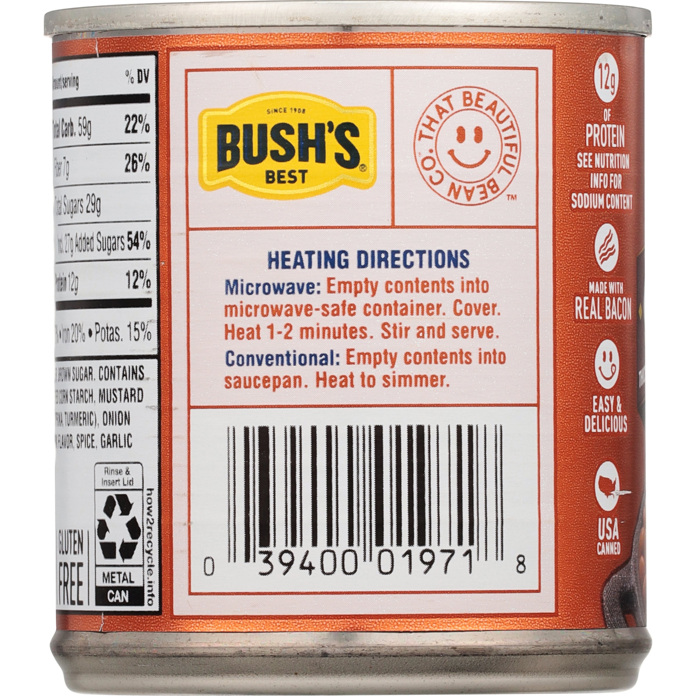 (6 pack) Bush's Country Style Baked Beans, Canned Beans, 8.3 oz