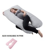 Pregnancy Pillow- Full Body Maternity Pillow with Removable Cover and Contoured U-Shape Design for Back/Body Support by Lavish Home Collection (Gray)