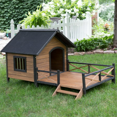 Boomer & George Lodge House with Porch Dog House, Large,