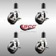 thumbnail image 2 of 3.5 Inch 316SS Hard Rubber Swivel 1-5/8 Inch Expanding Stem Caster Set Brake SCC, 2 of 2
