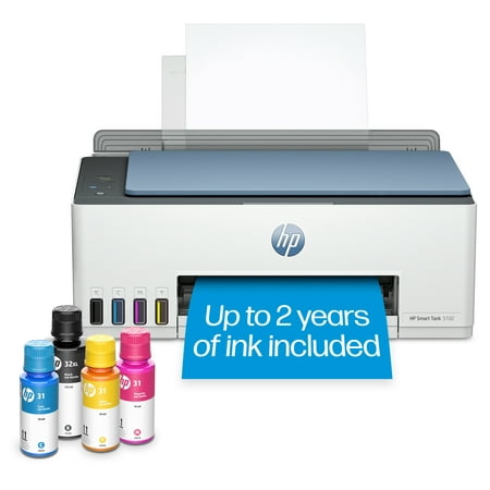 HP Smart Tank 5102 Wireless All-in-One Supertank Color Home Inkjet Printer w/up to 2 Yrs of Ink Incl