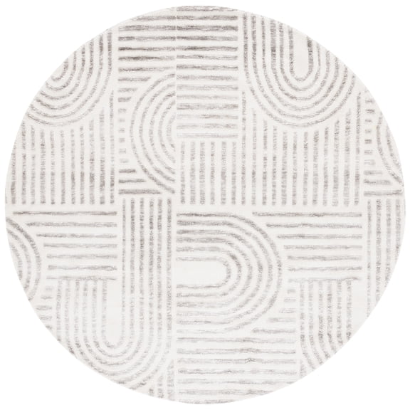 SAFAVIEH Audrey Samia Geometric Area Rug, Ivory/Grey, 6' x 6' Round