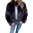 thumbnail image 6 of Winter Women Jacket Thick Faux Fur Heat Retention High Collar Solid Color Long Sleeves Luxury Style Home Party Office Club Vacation Coat, 6 of 7