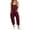 Wine, variant on SRZYMJ Women Casual Jumpsuits Summer Sleeveless Loose Jumpsuit Shoulder Strap Adjustable Long Pants Rompers with Pockets