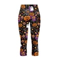 thumbnail image 4 of SCRAWLGOD Halloween Capri Leggings with Pockets for Women High Waist Stretch Tummy Control Workout Yoga Capris Casual Yoga Pants Leggings for Cycling, Pumpkin Witch Hat Stars Candy Cat Ghost Black, M, 4 of 7