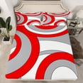 thumbnail image 2 of Homewish Abstract Stripes Boy Girl Full Size Sheets 4-Piece,Geometric Circle Breathable Bed Sheets,Vintage Aesthetic Lightweight Sheet Sets,Breathable Home Decor, 2 of 7