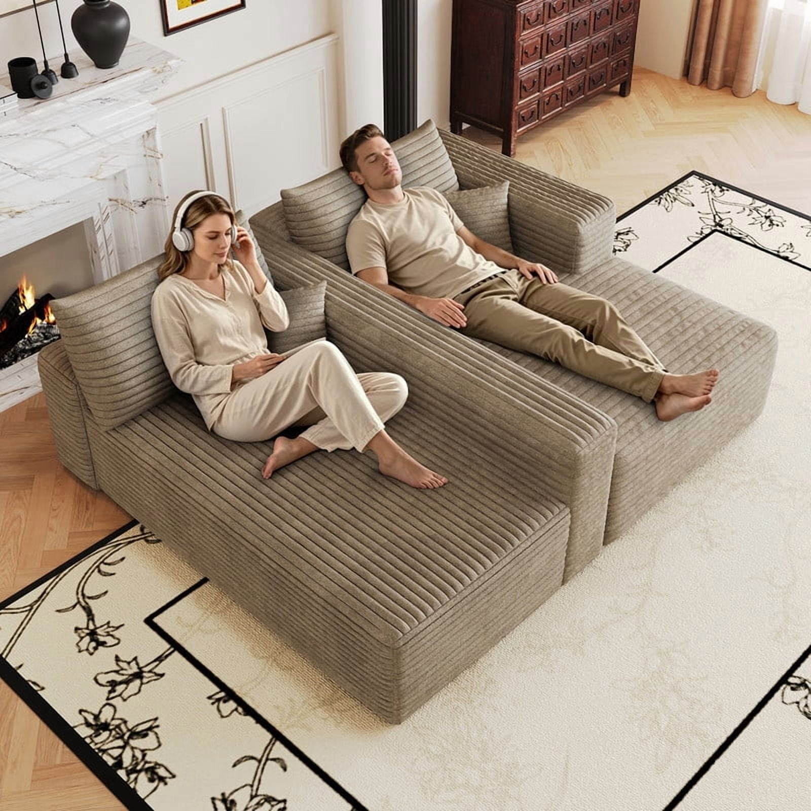 103" Cloud Sectional Sofa, Modern L-Shaped Modular Couch with Chaise Lounge, Minimalist Comfort Deep Seat Sofa for Living Room, Apartment, Bedroom, No Assembly Required