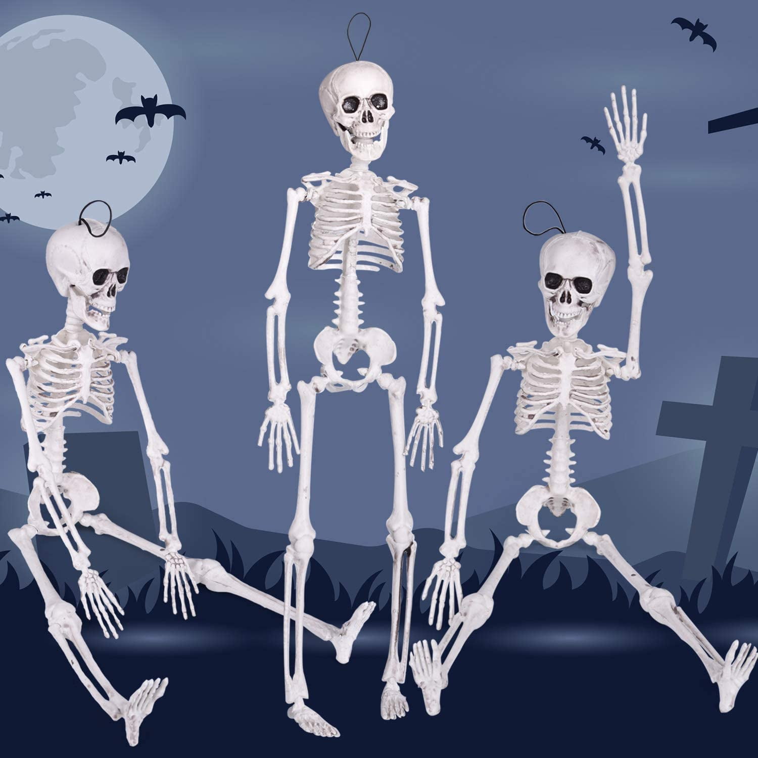 Halloween Bones Size Poseable Human Skeleton 40cm Hanging Party Props DIY Decor 