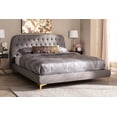 thumbnail image 2 of Baxton Studio Ingrid Glam and Luxe Light Grey Fabric Upholstered Gold Finished Legs Queen Size Platform Bed, 2 of 9