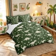 thumbnail image 2 of meiyoeat Green Dino Skeleton Full Size Bedding Sets for Boys, Wildlife Brachiosaurus Print Full Size Bed in a Bag, Reversible, 7-Piece, 2 of 6