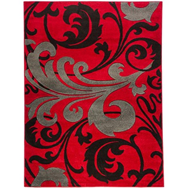 Infinity Home 600604 Tapis de Zone Rubis Fleur de Lis 3 Pi. 11 Po. x 5 Pi. 3 Po. - Rouge