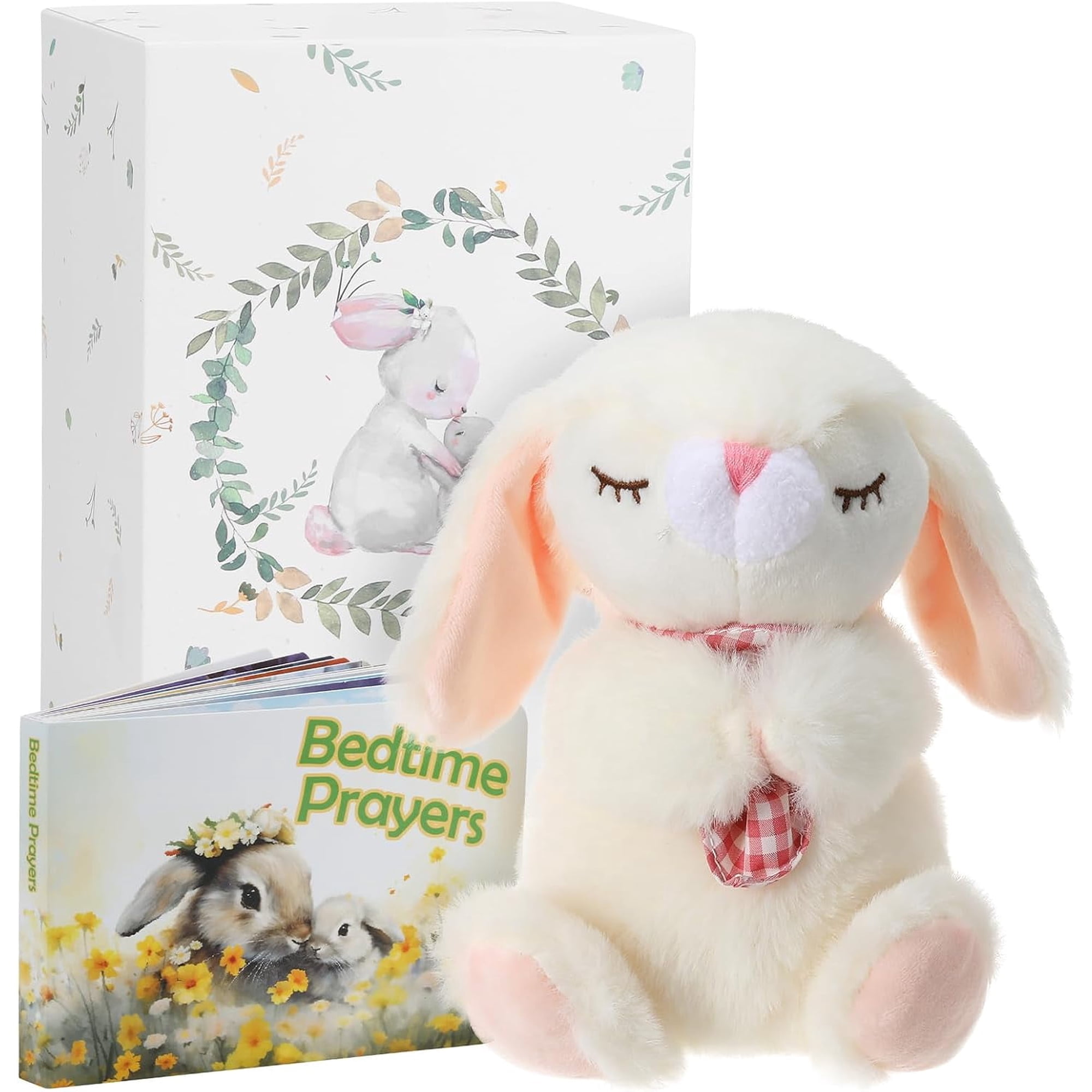 Sawnfay Baptism Gifts for Girls and Newborn Baby, Christening Gifts Set, 7" Praying Bunny Plush Toy and Bedtime Blessing Book in Keepsake Gift Box, Ideal Easter Gifts for Kids