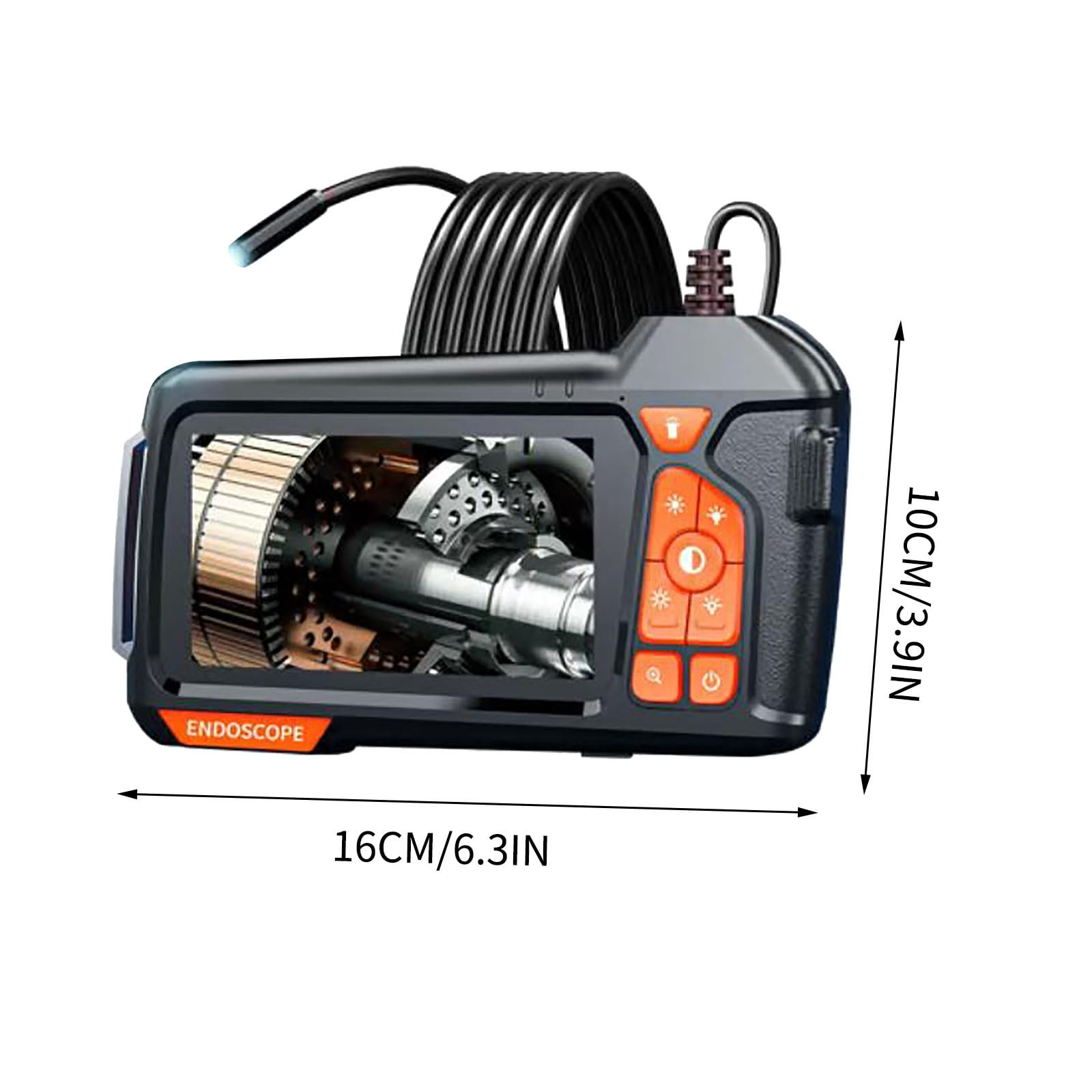 Dual Lens Industrial Endoscope, 1080P Digital Borescope Inspection Camera, 8mm IP67 Waterproof Camera, Sewer Camera with 4.3" LCD Screen, 8 LED Lights, 6.56FT Semi-Rigid Cable