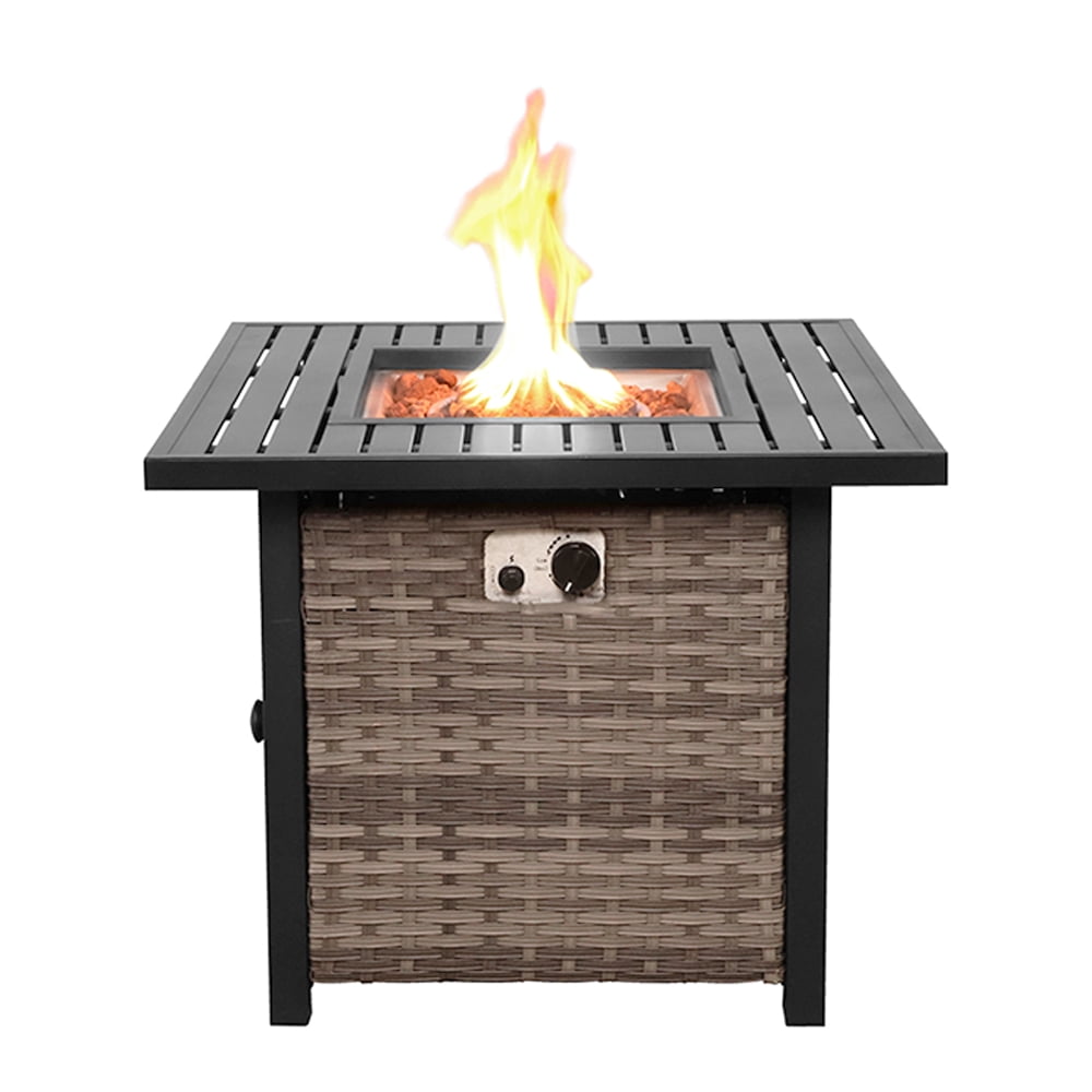 Sol Living Basel 30” Outdoor Propane Fire Pit Table 50,000 BTUs Outdoor Fire Pit Propane Metal Patio Fire Pit with Lava Rocks & Lid Durable Firepits for Outside & CSA Certified Outdoor Fireplace