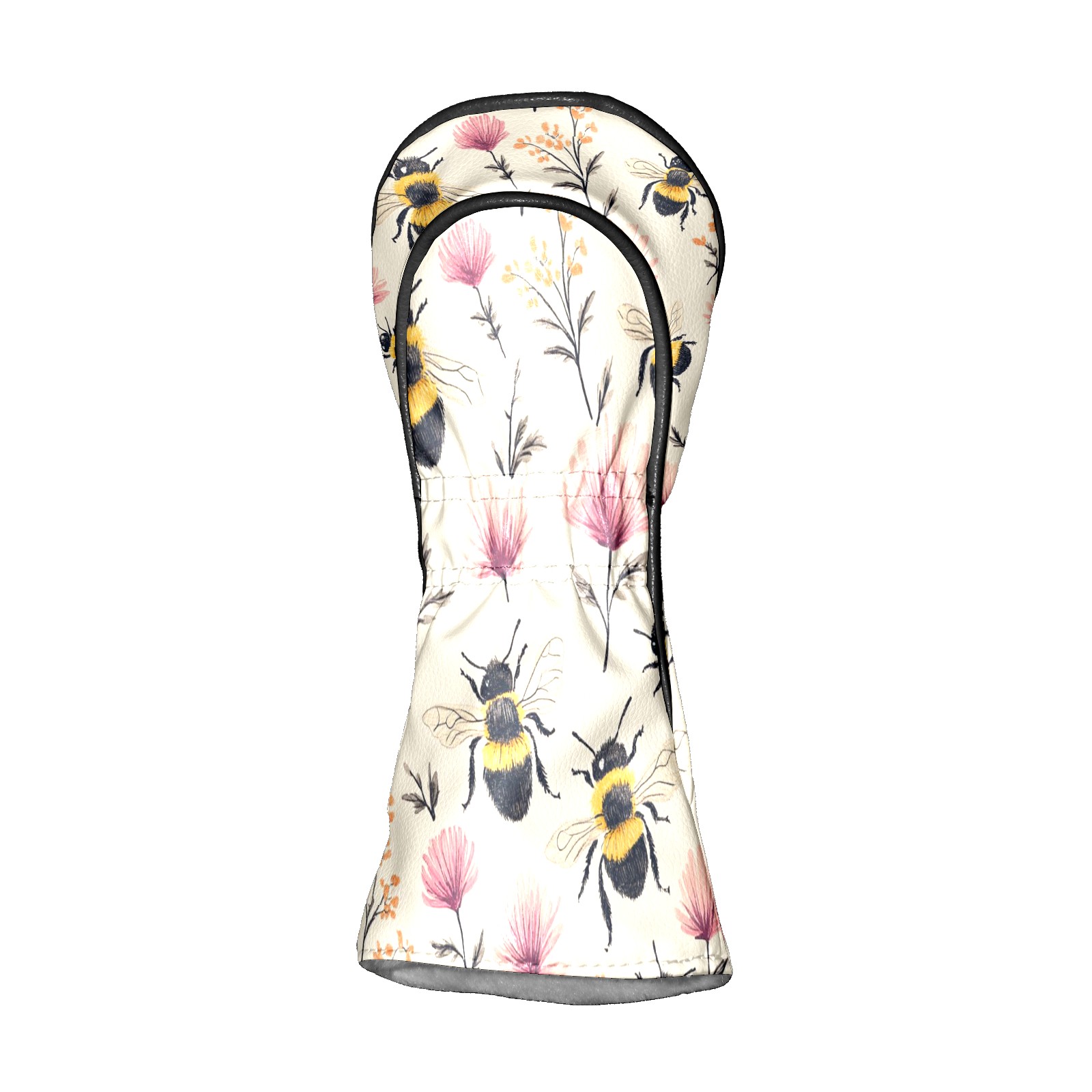 Golf Club Covers PU Leather Waterproof Head Covers for Fairway Woods Hybrids Bee Pattern Unisex Fits Most Brands