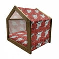 thumbnail image 2 of Feminine Pet House, Roses with Black Contours in Retro Style Feminine Nature Inspired, Outdoor & Indoor Portable Dog Kennel with Pillow and Cover, 5 Sizes, Scarlet White Black, by Ambesonne, 2 of 5