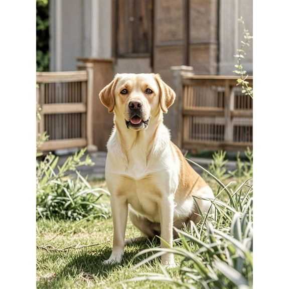 DIY 5D Round Full Drill Diamond Dot Gem Art Kits,Diamond painting handmade for Beginners Cream Labrador Retriever, Art for Home Wall Decor,animal Crystal Gem Art Diamond Painting (16x12 inch)