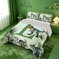 thumbnail image 2 of meiyoeat Dinosaur Monogrammed L Queen Comforter Set,Hreen Tropical Botanical Comforter Sets Queen,Light Gray Reversible,3Pcs,1 Comforter And 2 Pillowcases, 2 of 7