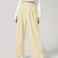 thumbnail image 2 of XFLWAM Womens Wide Leg Dress Pants Elastic High Waist Pleated Suit Pants Casual Loose Work Pants Business Office Slacks with Pocket Beige S, 2 of 9