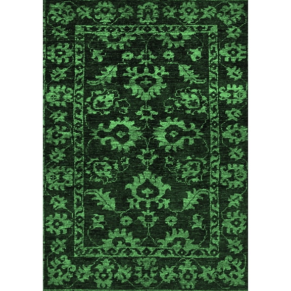 Ahgly Company Indoor Rectangle Oriental Emerald Green Traditional Area Rugs, 2' x 3'