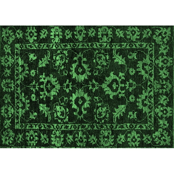 Ahgly Company Indoor Rectangle Oriental Emerald Green Traditional Area Rugs, 2' x 5'