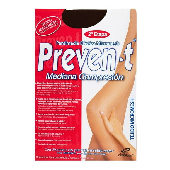 Pantimedia Preven-t para Mujer, con Compresión Negro Talla CH