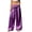 Purple, variant on Women's Solid Satin Drawstring Wide Leg Pants Bohemian Lazy Casual Lounge Trousers Silver L