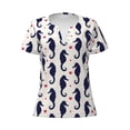 thumbnail image 2 of Uemuo Seahorses and Hearts Drawing Women's Deep V-Neck Low Cut Tops - Casual Loose Fit with Stainless Steel Loop, Soft, Breathable, Perfect for Office, Travel, and Daily Wear-X-Large, 2 of 5