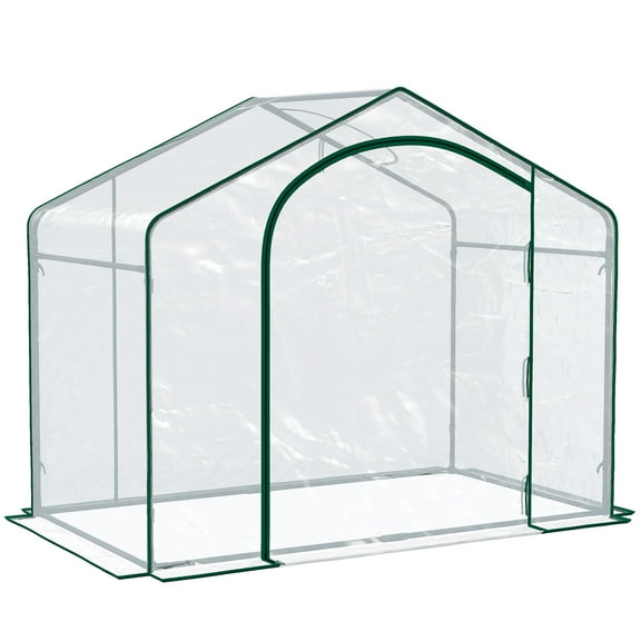 CoSoTower 6' X 3' X 5' Portable Walk-In Greenhouse, PVC Cover, Steel Frame Garden Hot House, Zipper Door, Top Vent for Flowers, Vegetables, Saplings, Clear