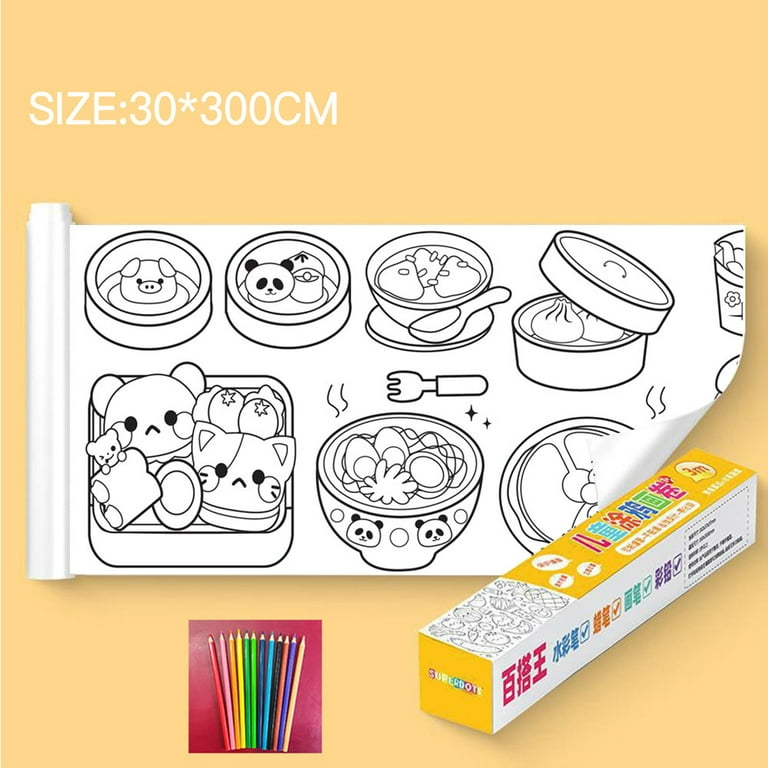 fuceury 10 pieces children drawing roll, 1239 inches coloring paper roll,  diy painting color filling paper