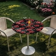 thumbnail image 3 of SEANATIVE 2 Pieces Round Cocktail Tablecloths with Elastic Edges Stylish Table Covers Washable Table Topper Cap for Round Cocktail Tables for Banquets Bars 24 x 24 Inch, Red Rose Print, 3 of 7