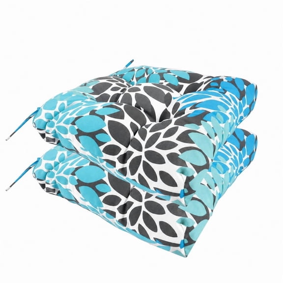 HONEY HOME Outdoor Chair Cushions Set of 2, 19 x 19 x 4 Inch Tufted Seat Cushions with Ties, Waterproof Patio Chair Pads for Dining Chairs, Garden & Outdoor Furniture