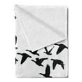 thumbnail image 2 of Mountains Soft Flannel Fleece Throw Blanket, Monochrome Silhouette of Flying Geese in Greyscale Landscape Background, Cozy Plush for Indoor and Outdoor Use, 50" x 60", Black White Grey, by Ambesonne, 2 of 5