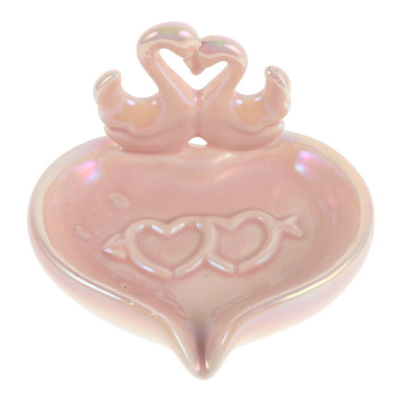 FRCOLOR Ceramic Swan Statue Soap Dish for Bathroom Sink Self-Draining Soap Holder for Shower Decorative Swan Soap Tray for Countertop