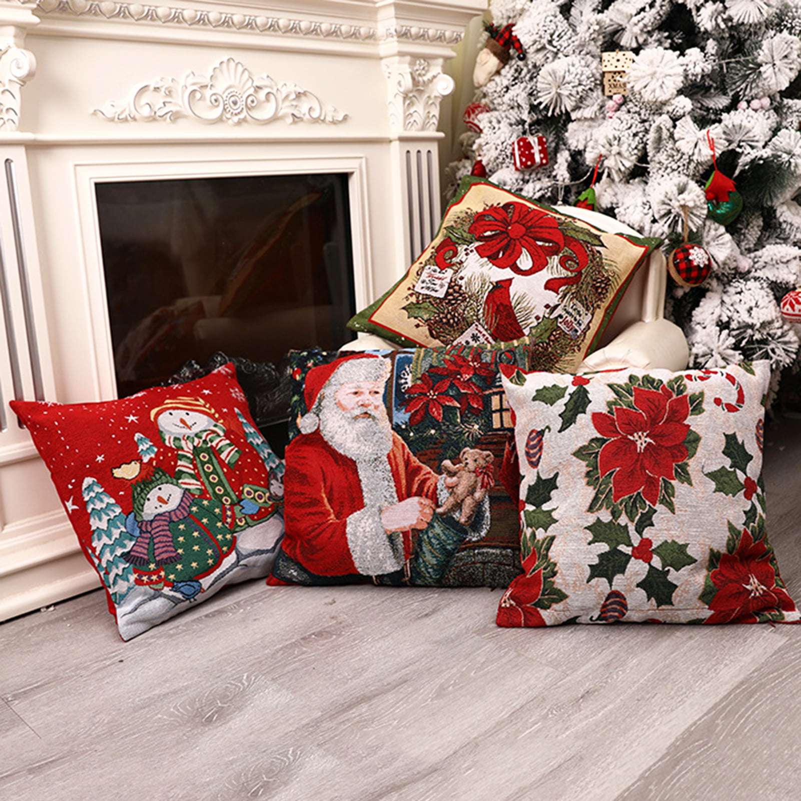 Christmas Snowman Santas Throw Cushion Cover Pillow Case Sofa Xmas Home Decor