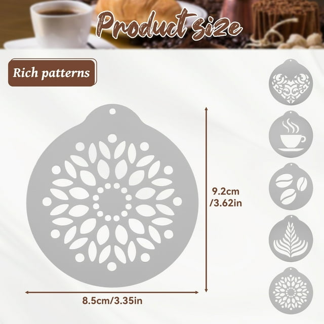 Monstrate 5 unids/set plantilla de decoración de café de acero inoxidable varios estilos para arte de café elegante fácil Juegos de servir café y té