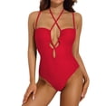 thumbnail image 1 of Charmo Womens Sexy One Piece Swimwear Backless Swimsuits with Adjustable Halter Straps, 1 of 7